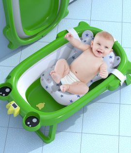 Baby Bath Tub - Jumellia's Cushioned Baby Bath Tub with Temperature Sensor
